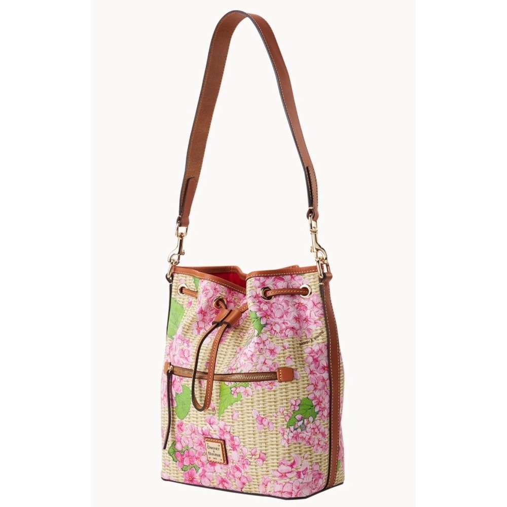 Dooney & Bourke Handbag Women OS Pink New Hydrangea Drawstring Bucket Bag D1523